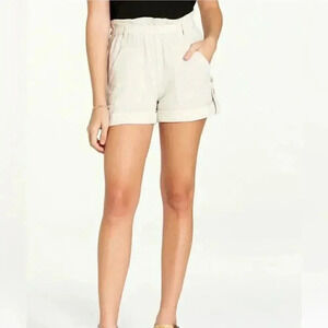 Dear John Women's Small Karlie Paper Bag Waist Shorts Linen Cuff Tan Buttons S
